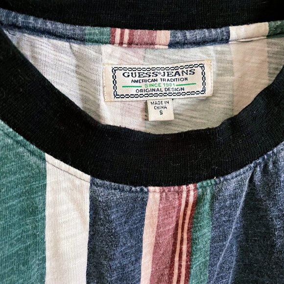 Vintage GUESS Sayer Stripe Tee Urban Outfitters Size Small - Picture 2 of 2